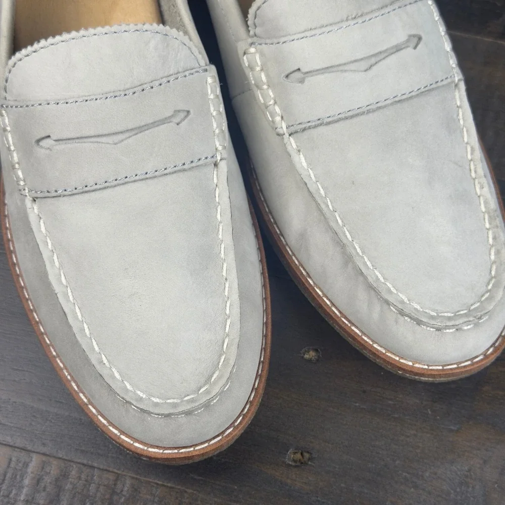 Sperry Top-Sider Seaport Penny Loafers Gray Leather Shoes STS81925 Womens 8